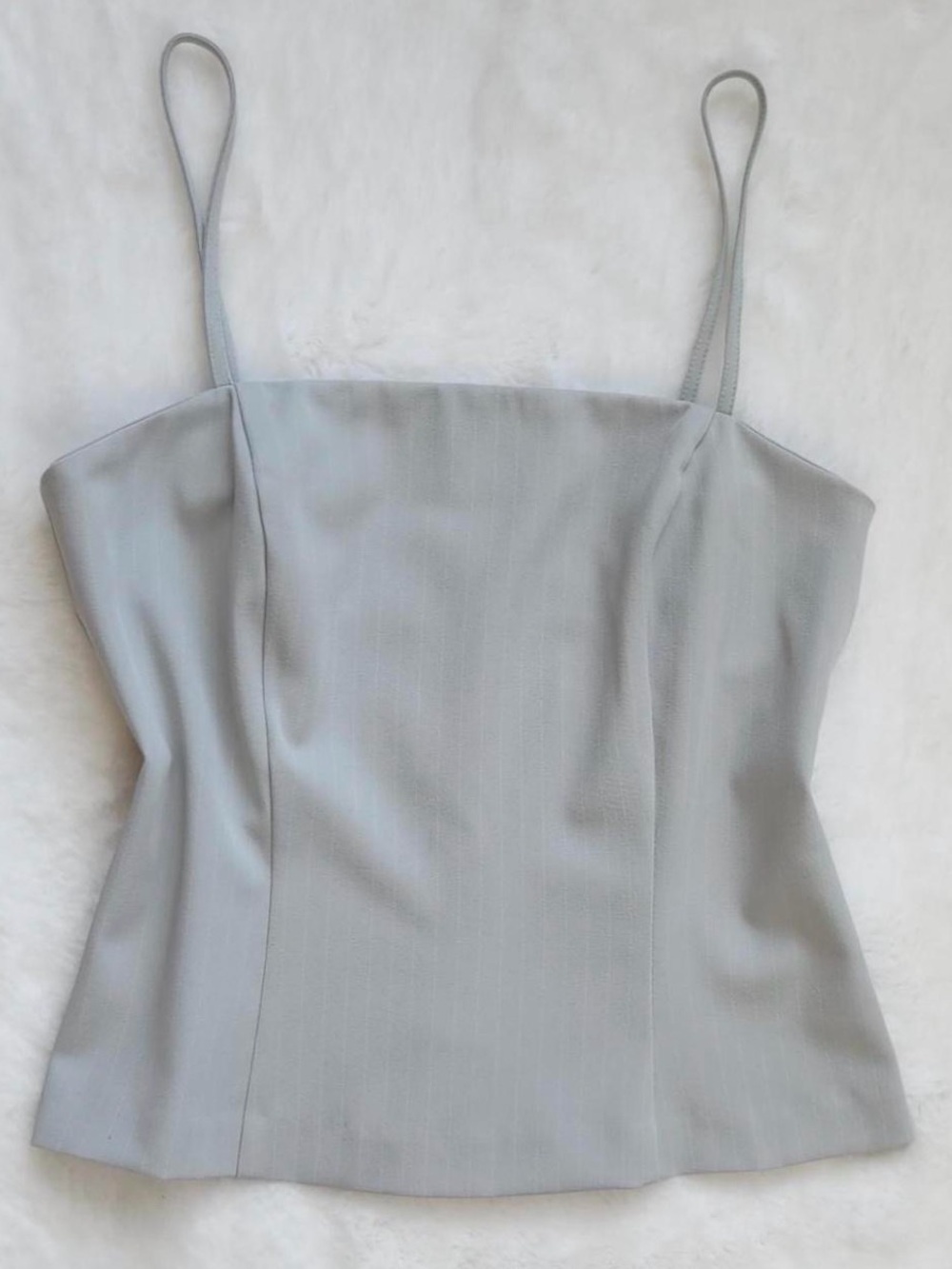 Vintage Light Gray Blue Spaghetti Strap Square Neck Cami Top